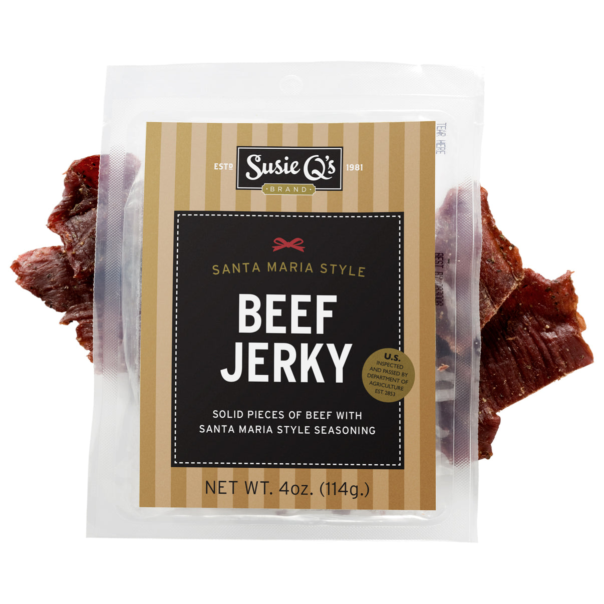 Beef Jerky with Santa Maria Seasoning Susie Q's Brand